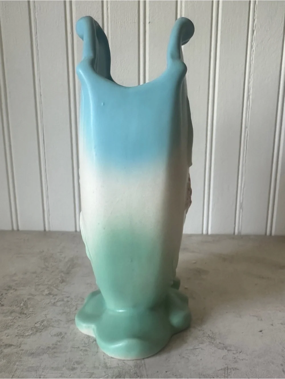 Hull Pottery Bow Knot Blue & Turquoise B-9 Vase 8.75” Floral Vintage 1949 EUC
